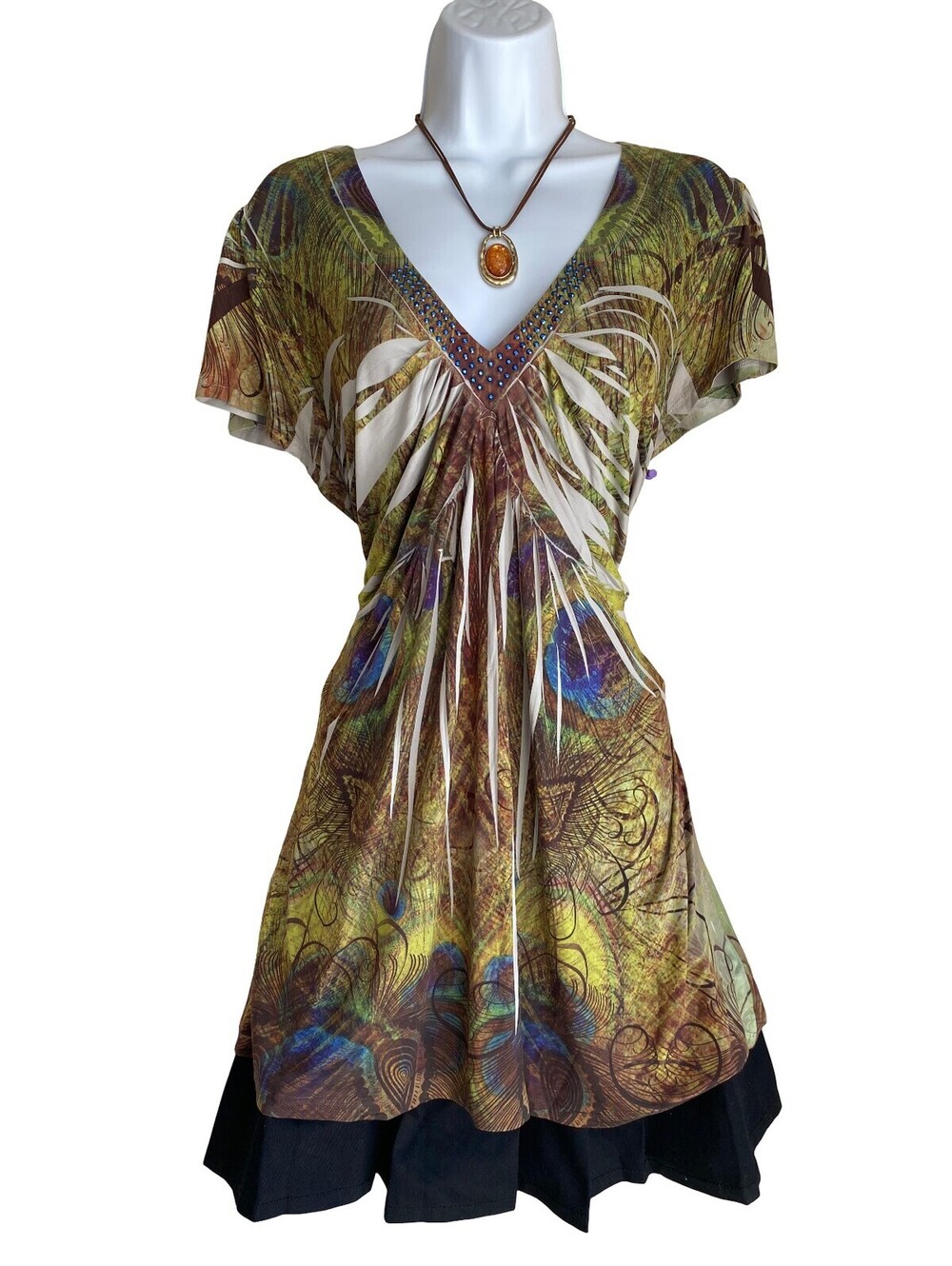 Vintage Y2K Unity World Wear Plus 2X Boho Whimsigoth Artsy Tunic Blouse Fall Top